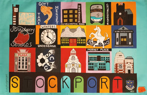 Stockport Colour Tiles Tea Towel